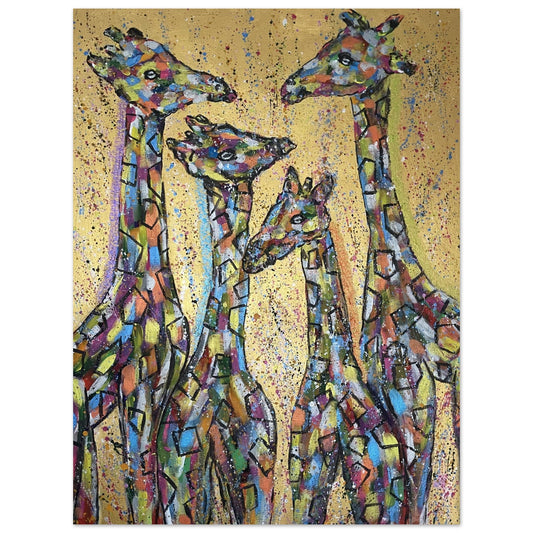 Multi Coloured Giraffes Aluminium Prints