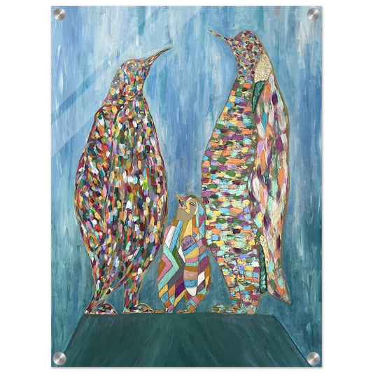 Multi Coloured Penguins Acrylic Prints