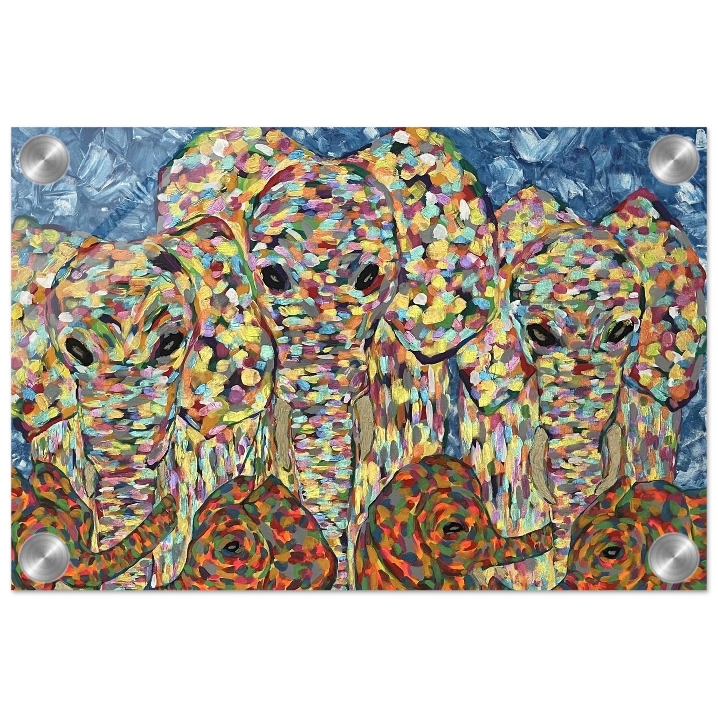 Multi Coloured Elephants Acrylic Prints