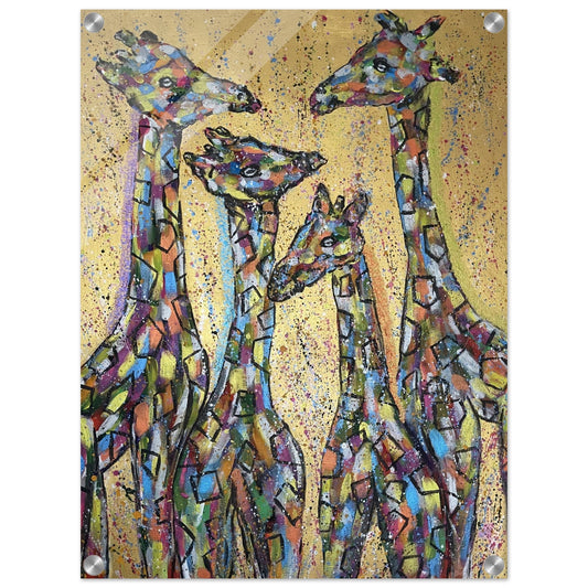 Multi Coloured Giraffes Acrylic Prints