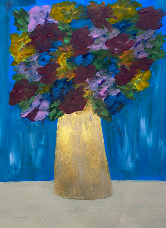 Limited Edition Gold Vase Original Painting