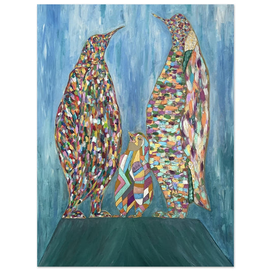 Multi Coloured Penguins Aluminium Prints