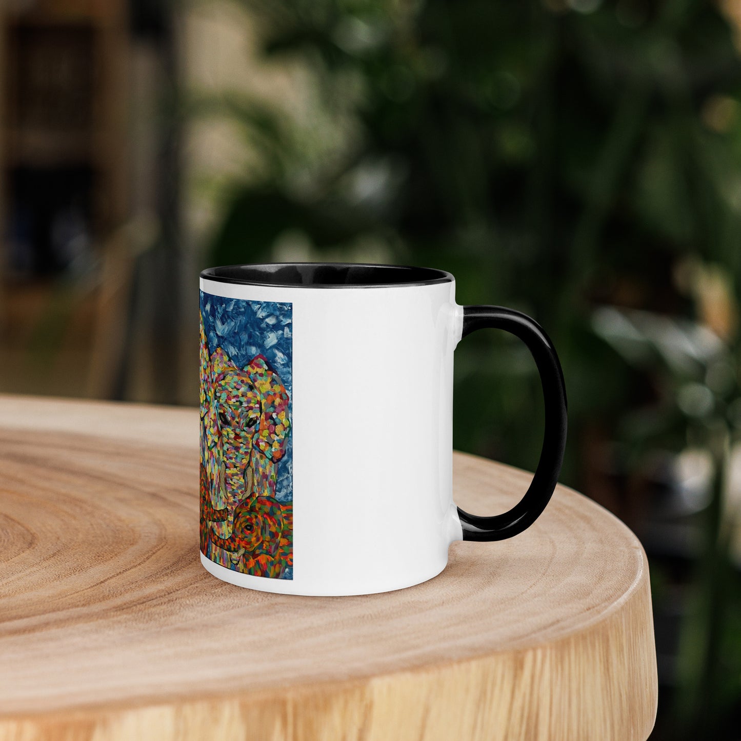 Multi Coloured Elephants Mug with Colour Inside