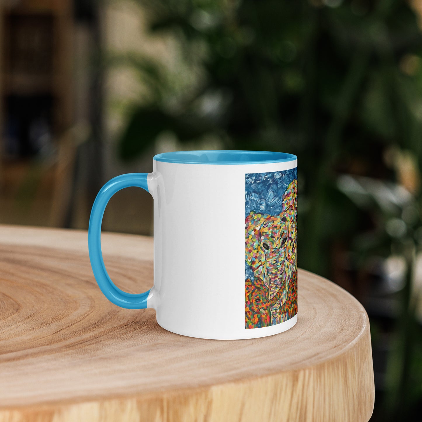 Multi Coloured Elephants Mug with Colour Inside