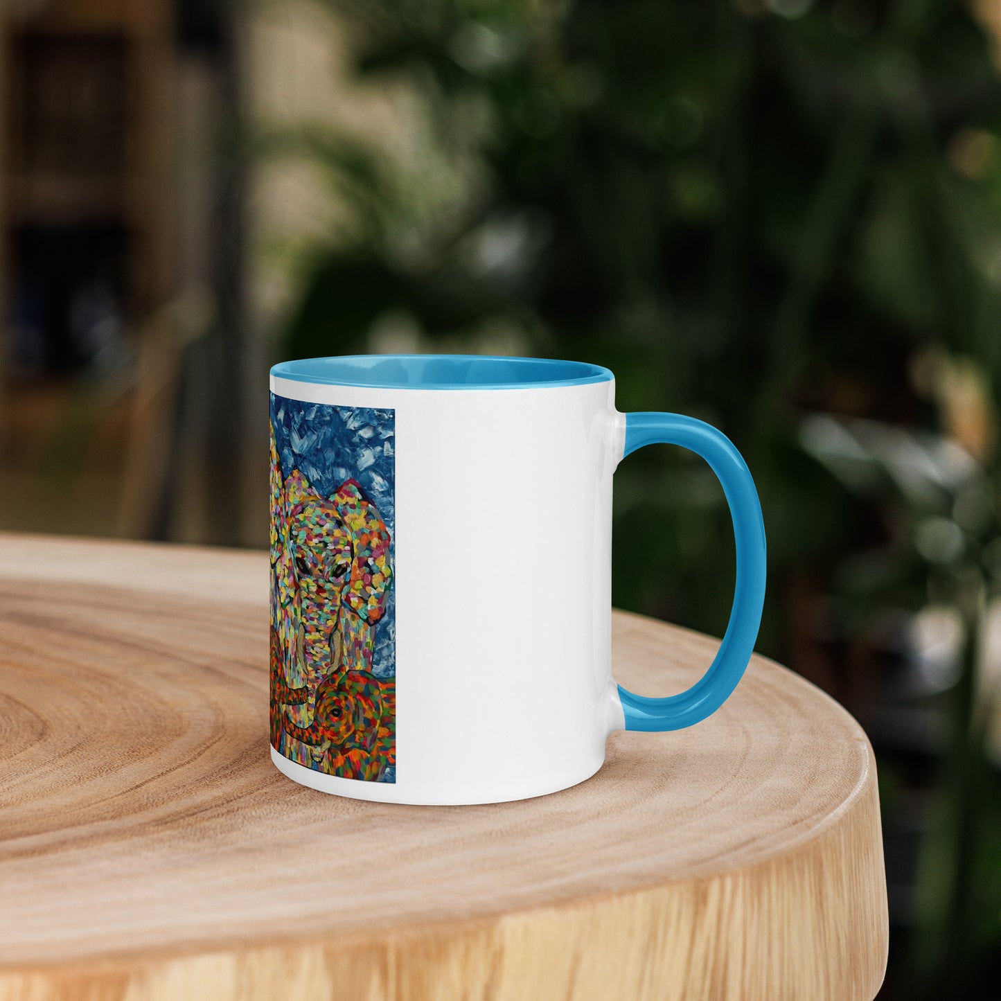 Multi Coloured Elephants Mug with Colour Inside