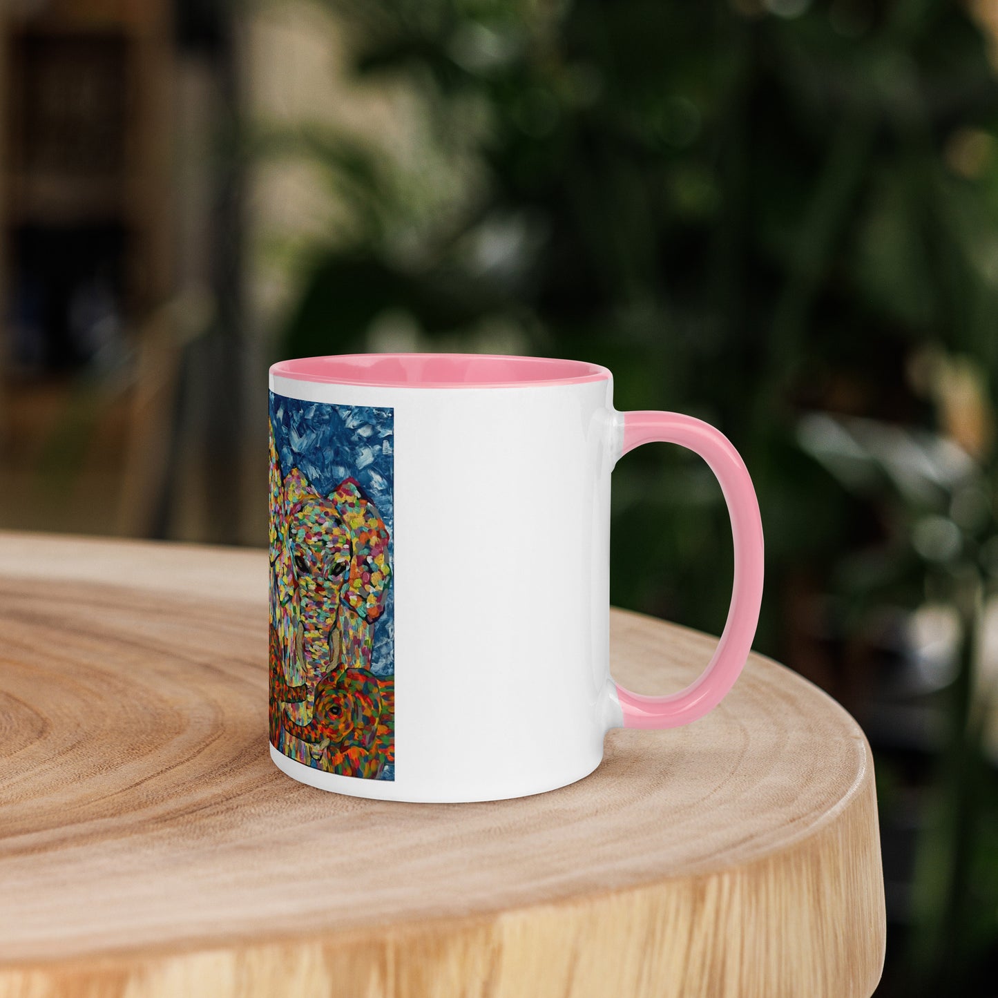 Multi Coloured Elephants Mug with Colour Inside