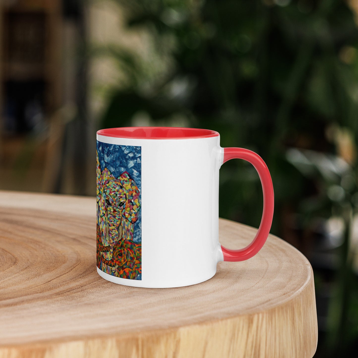 Multi Coloured Elephants Mug with Colour Inside