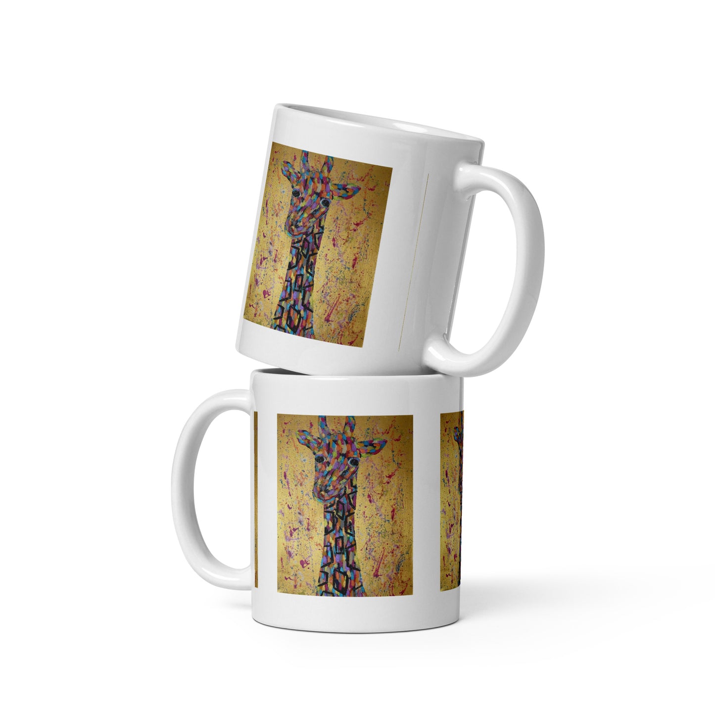 Gold Giraffe White glossy mug