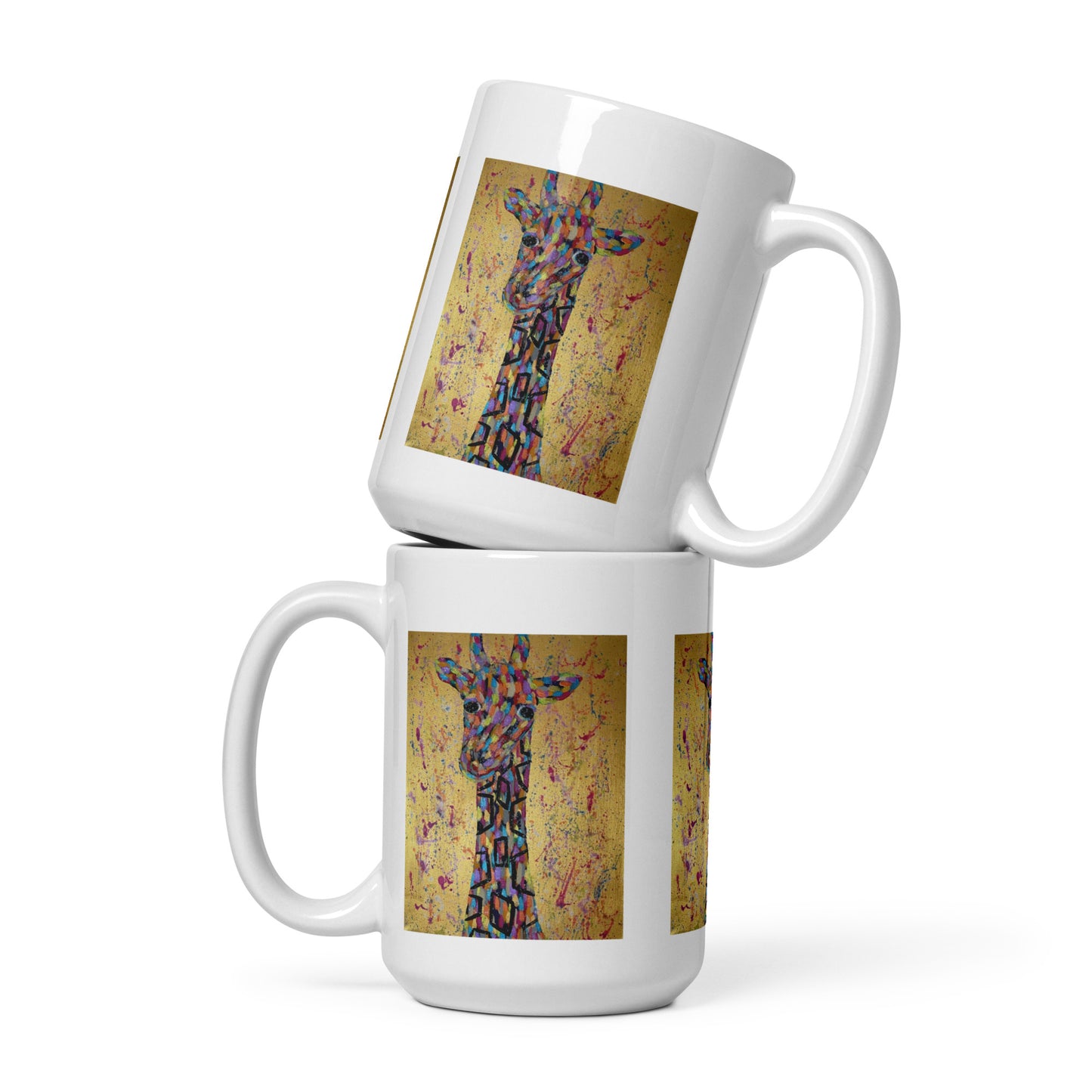 Gold Giraffe White glossy mug